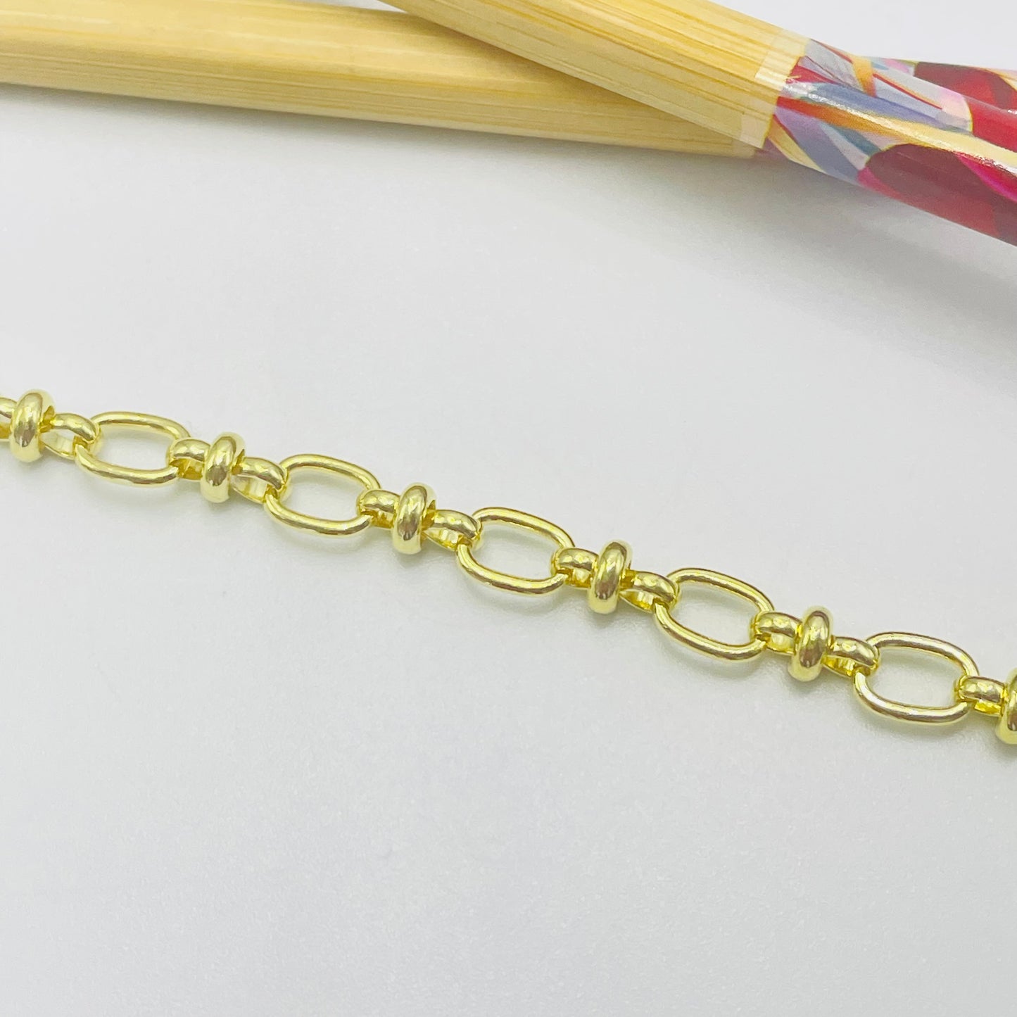 Joyas por Mayor Joyas Bañadas en Oro por Mayor Insumos para Joyas PO23 Pulsera Eslabones Alternados 8 x 5.5 mm Espesor 1 mm Largo 17 cm mas extensor de 3 cm terminal mini corazón Pulsera Baño Oro