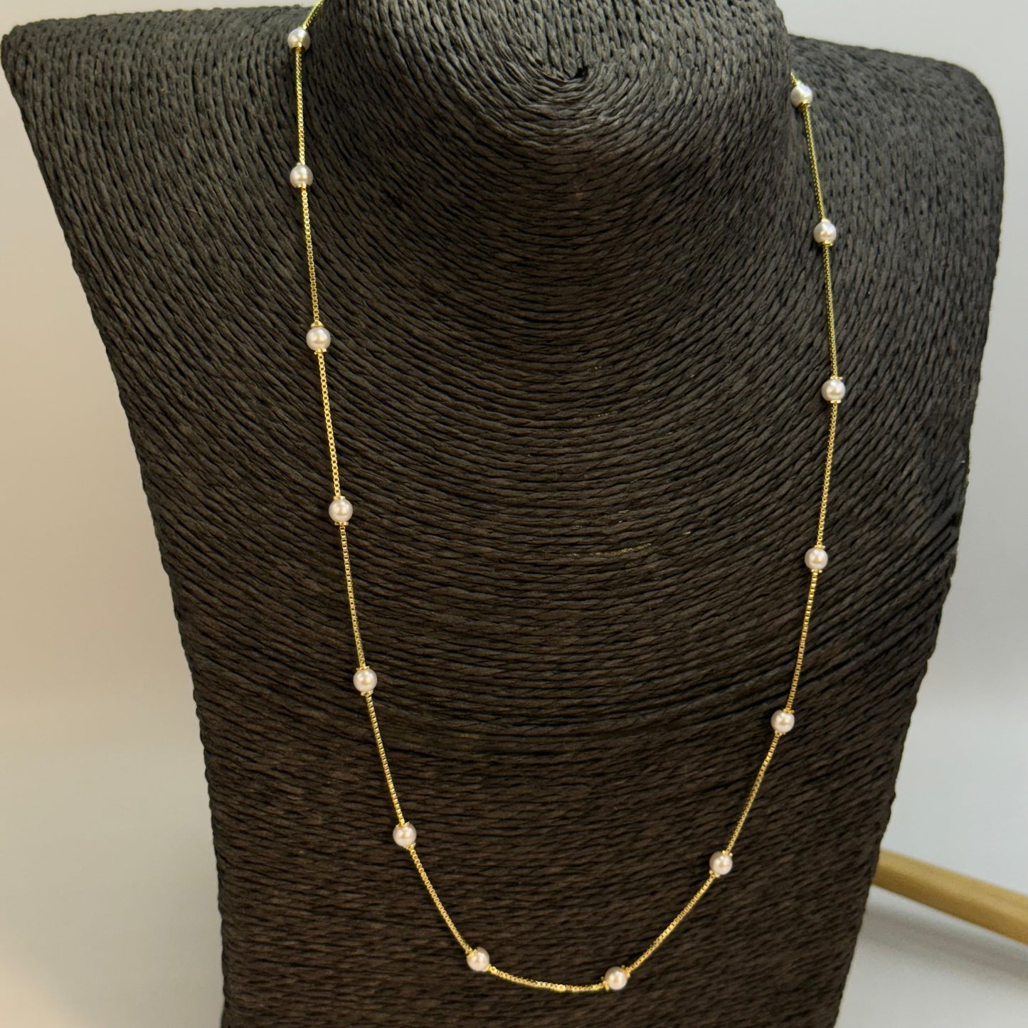 Joyas por Mayor Joyas Bañadas en Oro por Mayor Insumos para Joyas CO231 Collar Perlas diá. 4 mm Cadena Veneciana Espesor 1 mm Largo 50 cm Collar Terminado Baño Oro