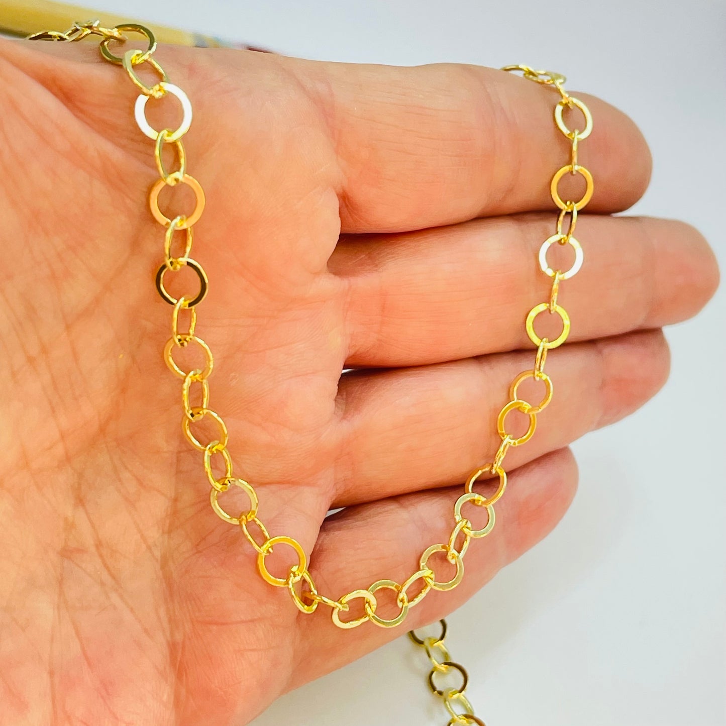 CO226 Cadena Eslabones Redondos diá. 5.5 mm Largo 45 cm Cadena Terminada Baño Oro