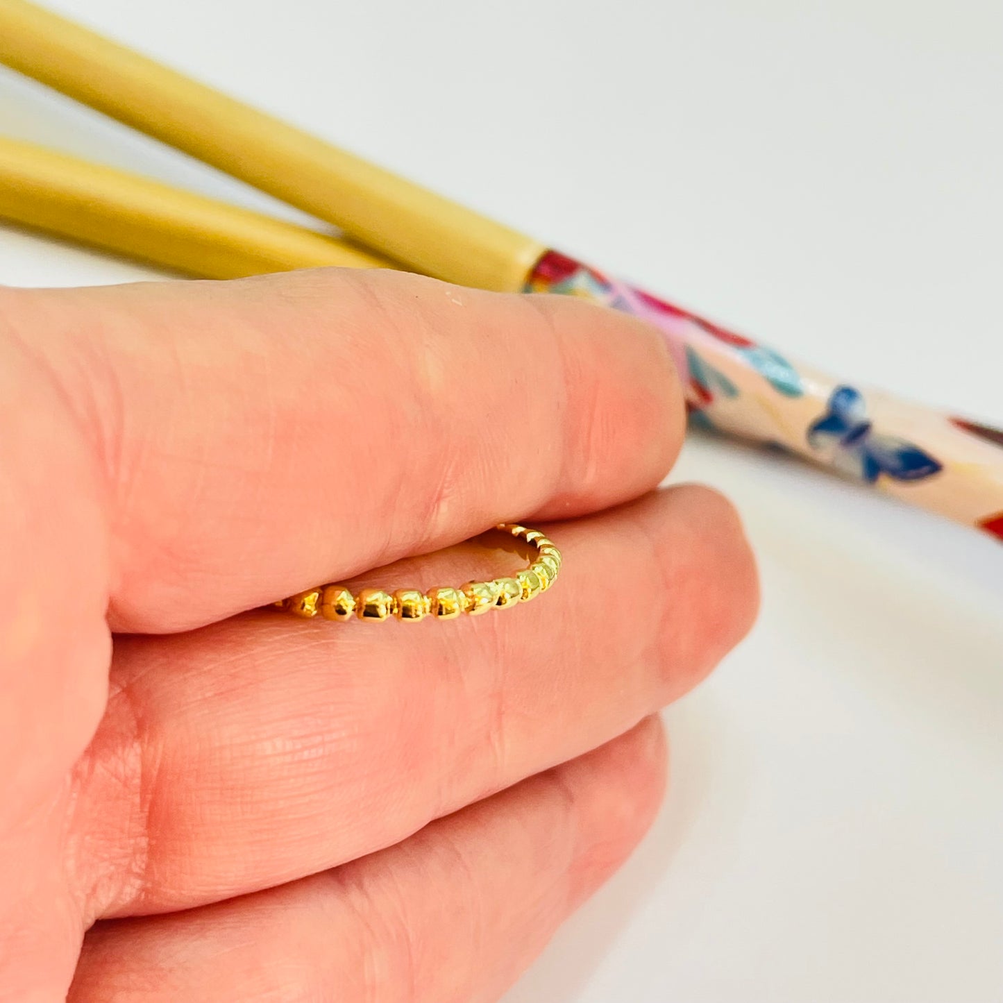 WO08 Anillo Bolitas Anillo Baño Oro