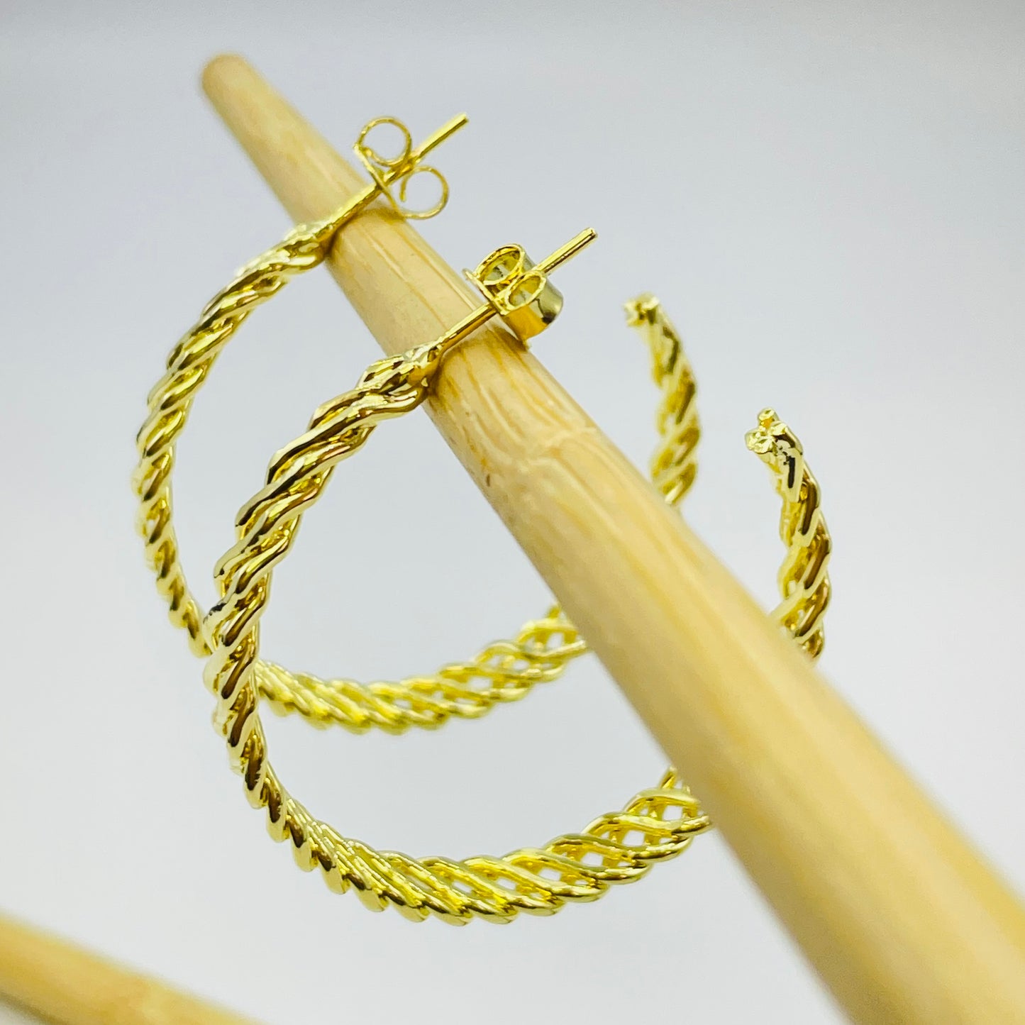 XO552 Argolla Trenza Diá. 35 mm Ancho 5 mm Espesor 2 mm Aro Baño Oro