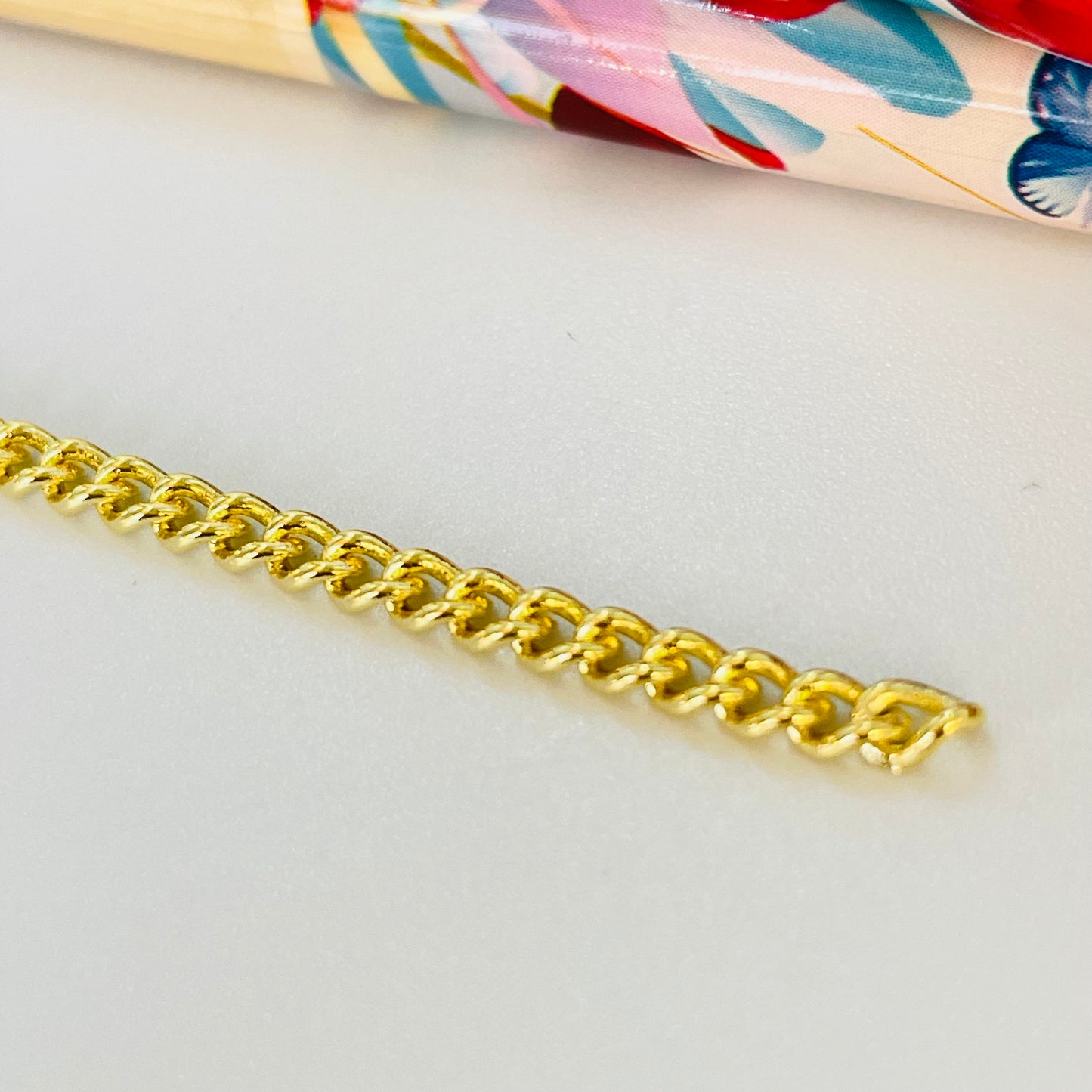 CO180 Cadena Grumet Ancho 3 mm Espesor 3 mm Eslabon 3 x 3 mm Cadena por Metro Baño Oro Cadenas Bañadas hecho de Bronce Bañado en Oro 18K Joyas Bañadas en Oro