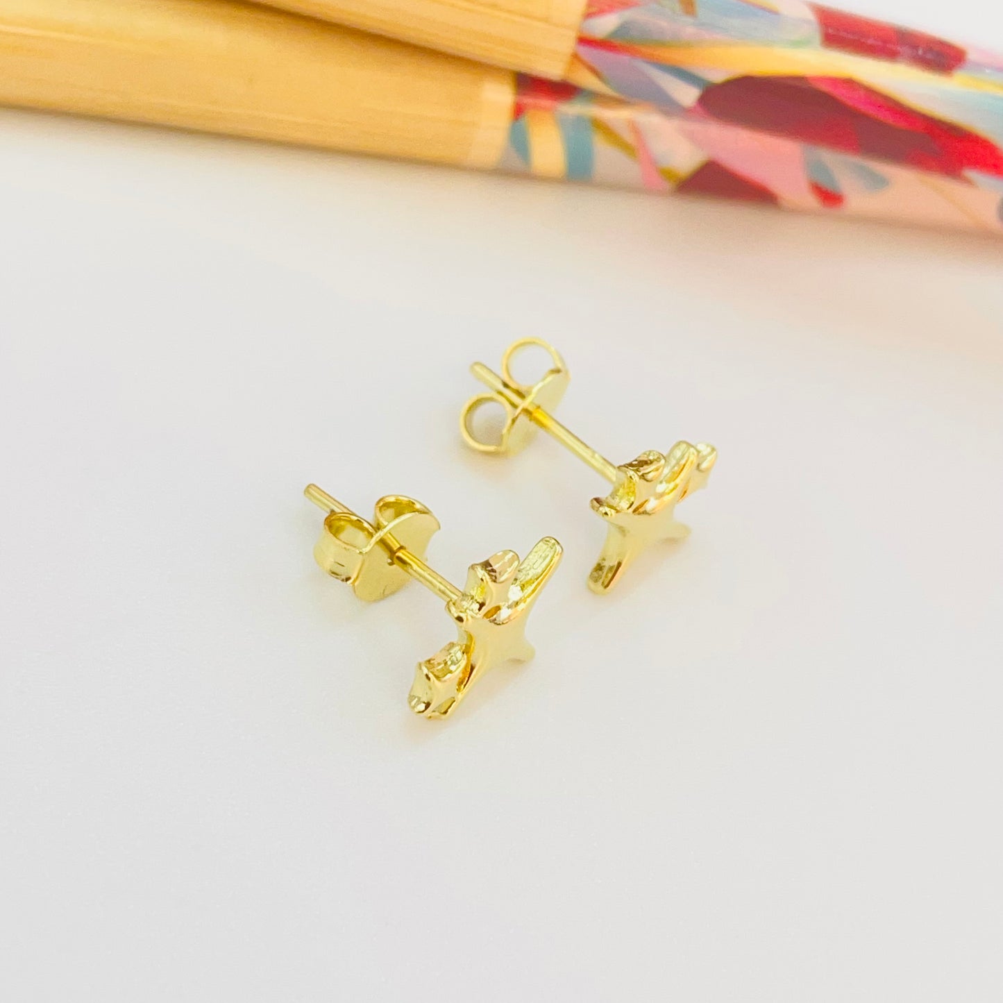 XO554 Aro Trio Estrellas 4 Puntas Liso 11 x 9 mm Espesor 1.5 mm Aro Baño Oro