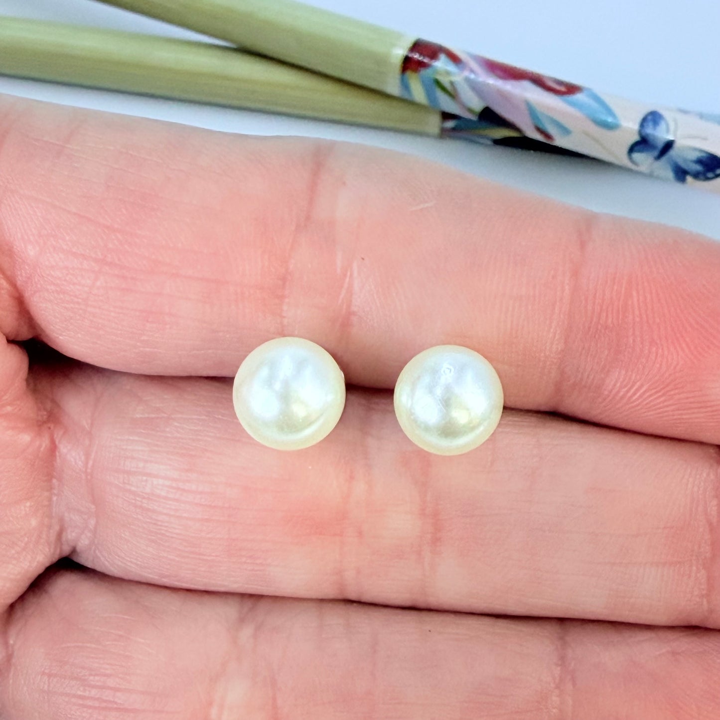 XP212 Aro Perla con Base diá. 8 mm Aro Baño Plata Aros Bañados en Oro y Plata hecho de Bronce Bañado en Plata 50 ml Joyas Bañadas en Plata