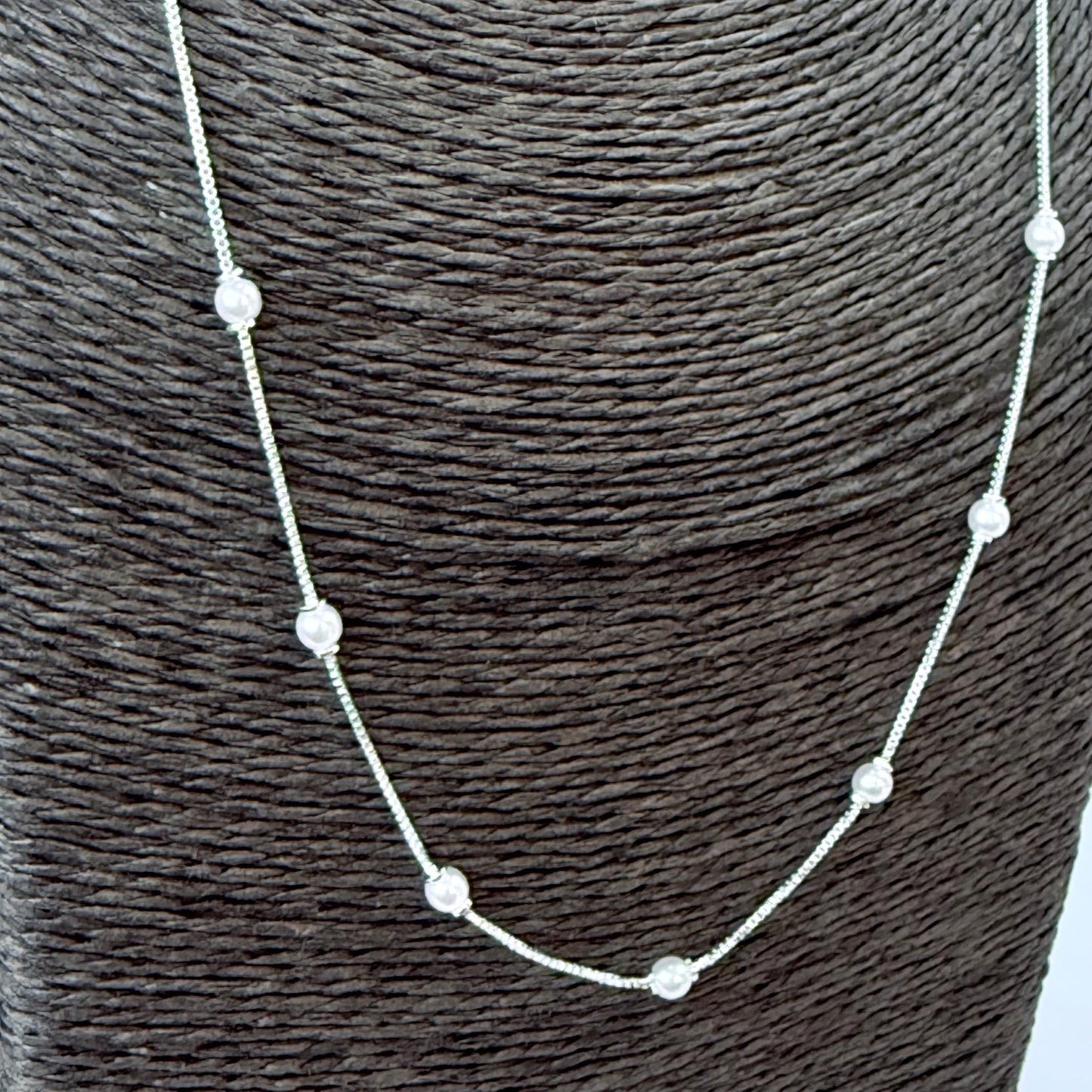 Joyas por Mayor Joyas Bañadas en Plata por Mayor Insumos para Joyas CP231 Collar Perlas diá. 4 mm Cadena Veneciana Espesor 1 mm Largo 50 cm Collar Terminado Baño Plata