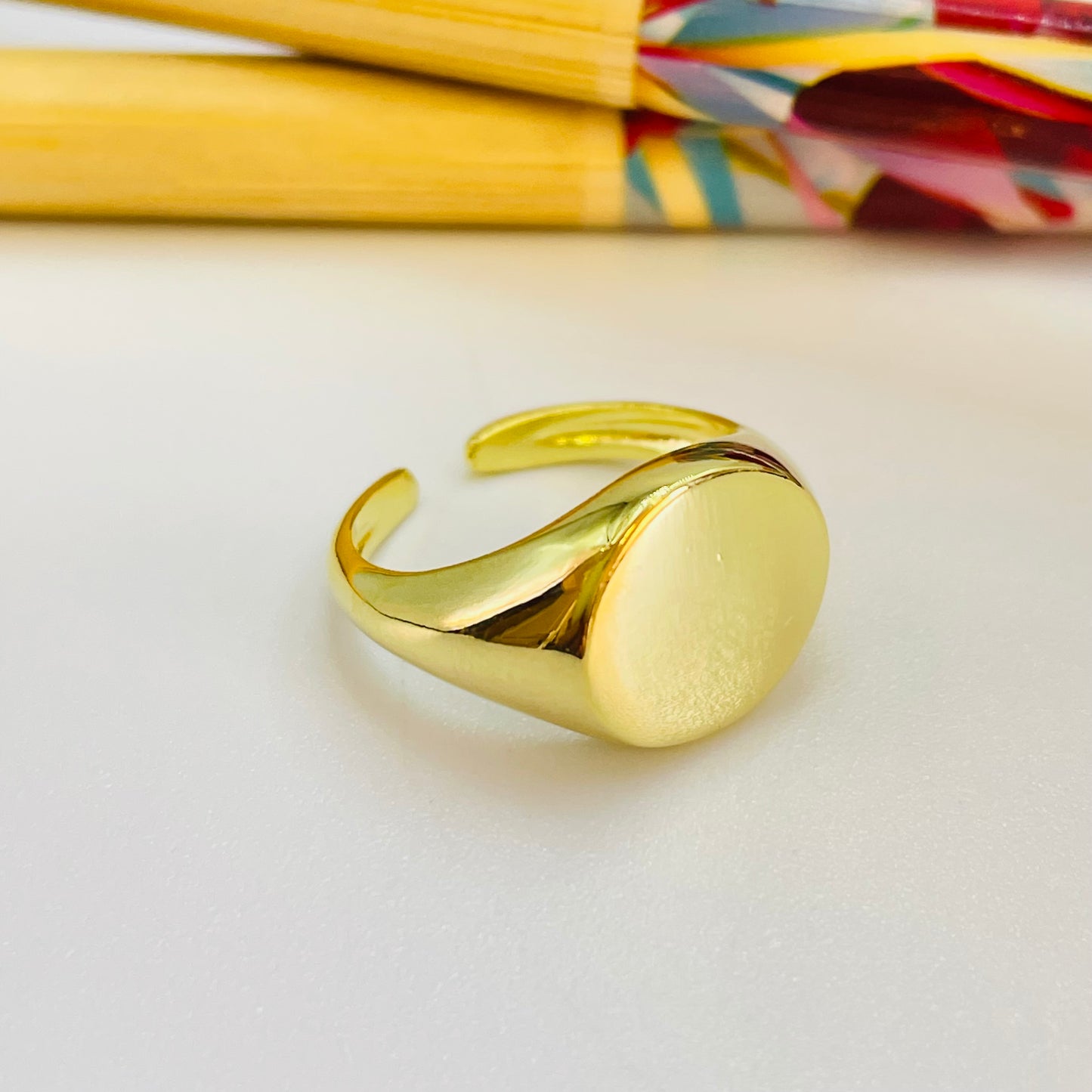 WO74 Anillo Chevalier Sello 11 x 13 mm Medida app. 6 Anillo Baño Oro Anillos Bañados hecho de Bronce Bañado en Oro 18K Joyas Bañadas en Oro