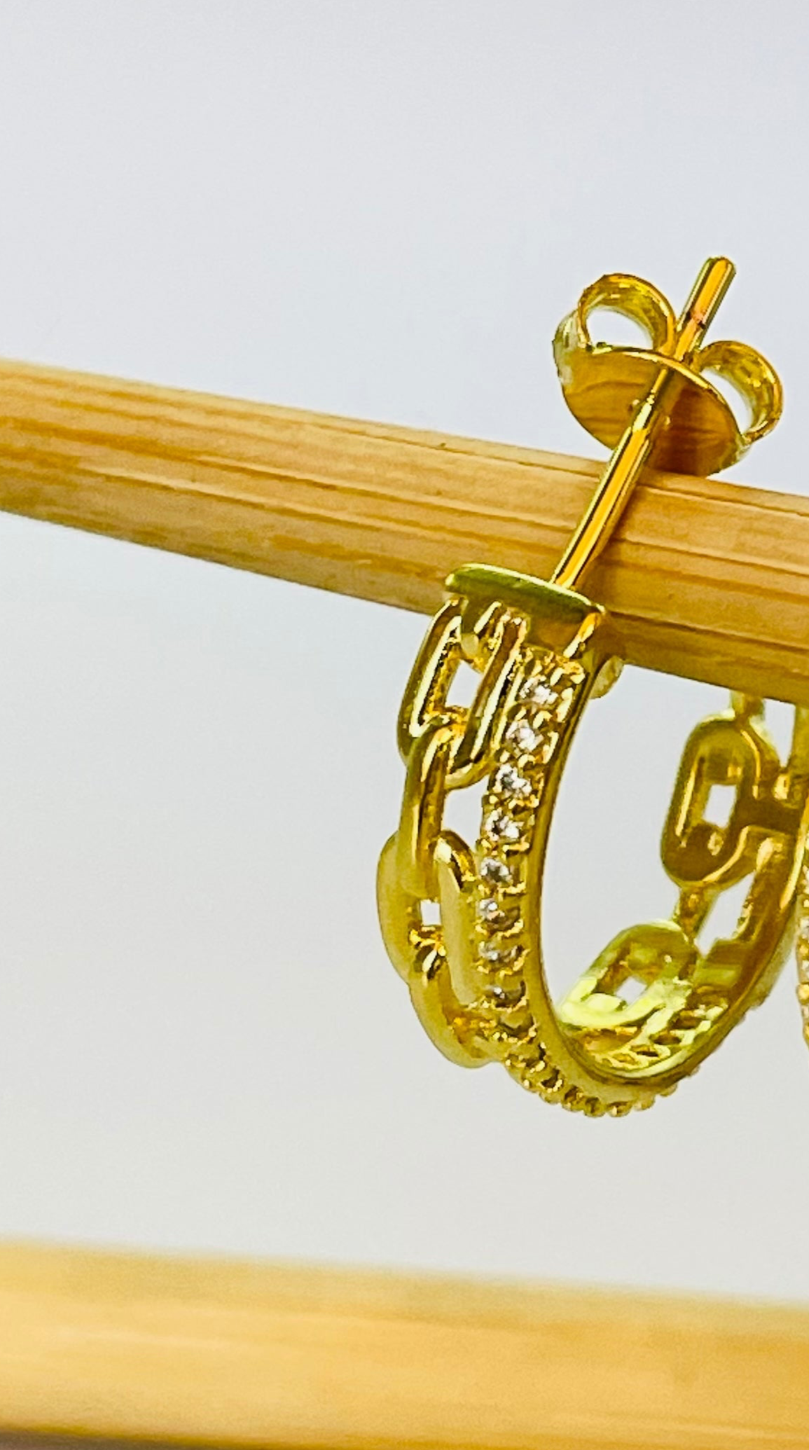 XO263-Derecho Aro Argolla Eslabones y argolla de micro circones Diá. 18 mm Ancho 5 mm Aro Baño Oro