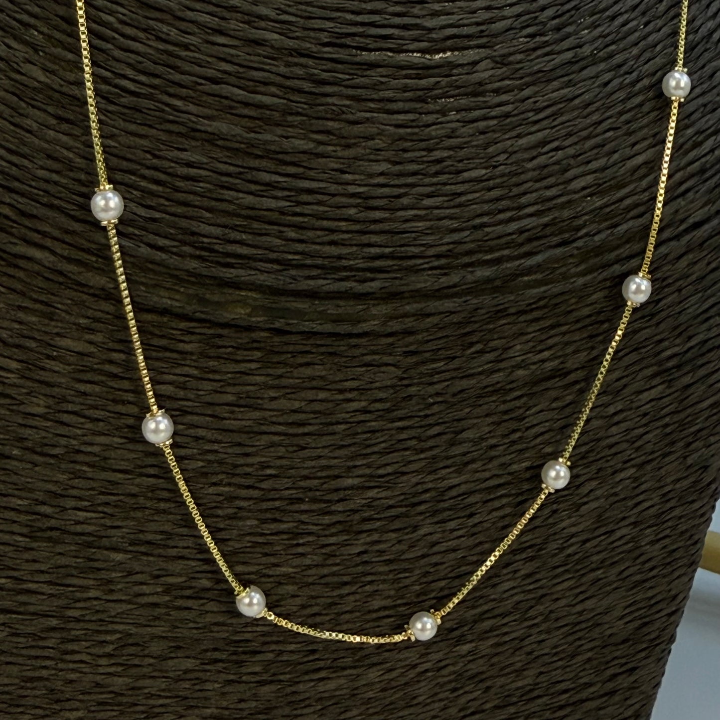 Joyas por Mayor Joyas Bañadas en Oro por Mayor Insumos para Joyas CO231 Collar Perlas diá. 4 mm Cadena Veneciana Espesor 1 mm Largo 50 cm Collar Terminado Baño Oro