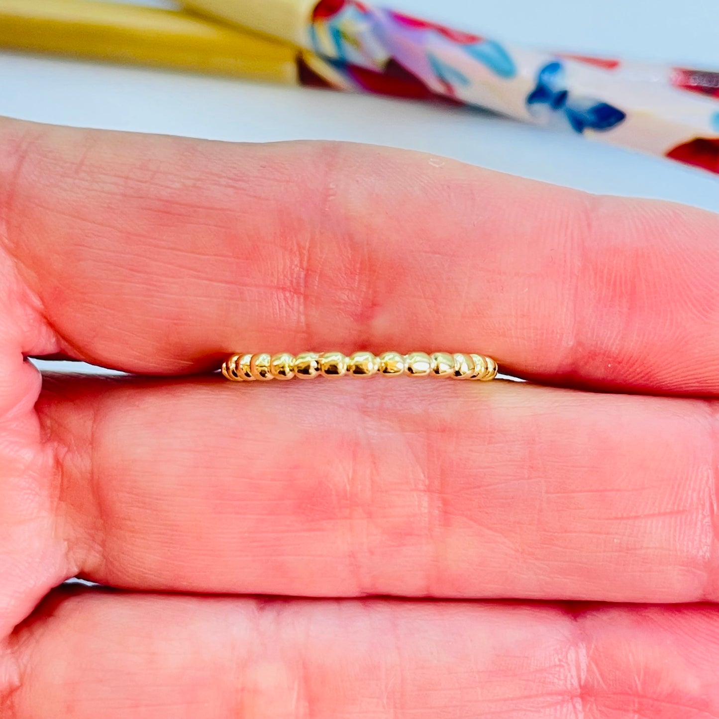 WO08 Anillo Bolitas Anillo Baño Oro
