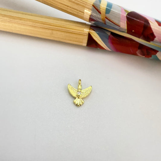 Joyas por Mayor Joyas Bañadas en Oro por Mayor Insumos para Joyas FO1244 Espíritu Santo 8 x 7 mm Espesor 1.2 mm 1 micro circón central Figura Baño Oro