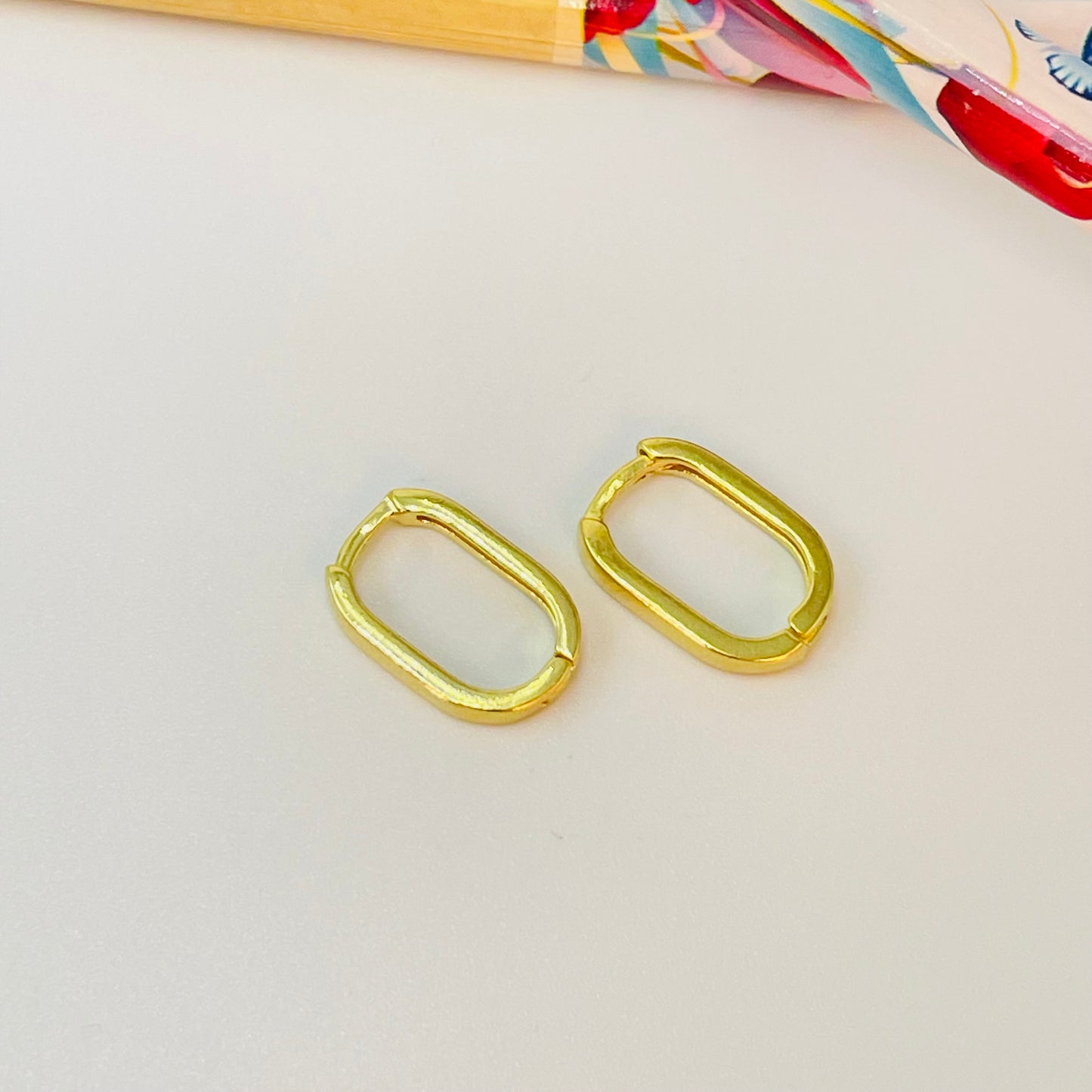 XO573 Aro Argolla Rectangular Small y Medium Ancho 2.2 Espesor 1.2 mm Aro Baño Oro