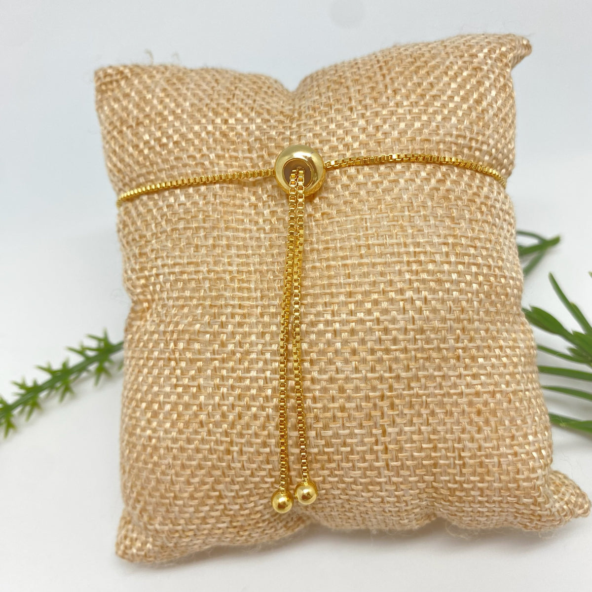 PO43 Pulsera Regulable con bolitas de 3 mm Cadena veneciana de 1.2 mm Pulsera Baño Oro