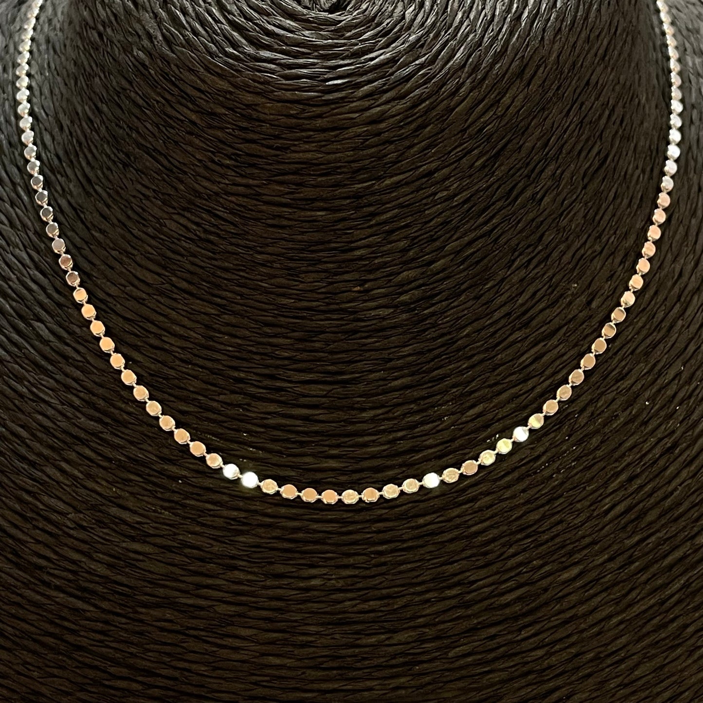 CP165 Collar chocker bolitas aplastadas 40 cm mas extensor 8 cm Espesor 2 mm Collar Terminado Baño Plata Cadenas Bañadas hecho de Bronce Bañado en Plata 50 ml Joyas Bañadas en Plata