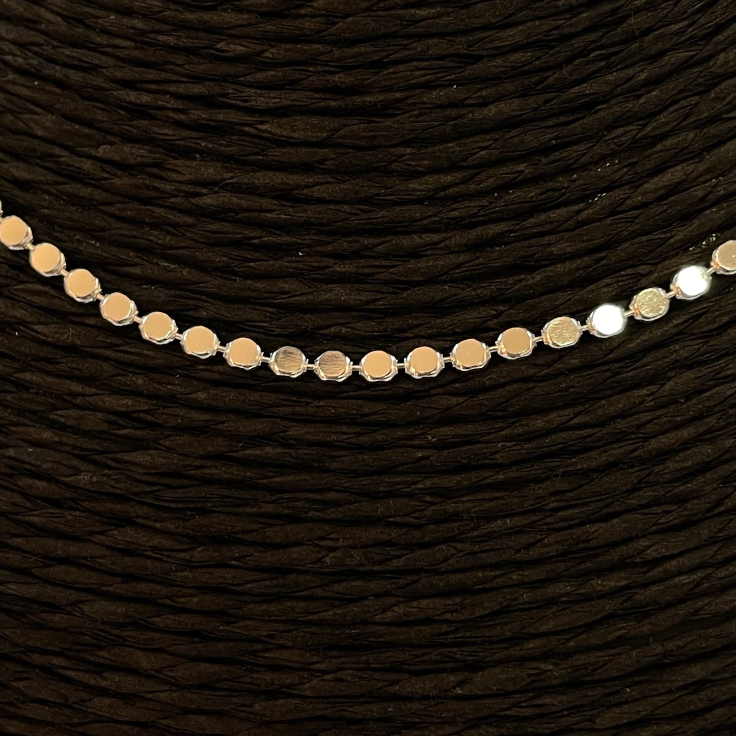 CP165 Collar chocker bolitas aplastadas 40 cm mas extensor 8 cm Espesor 2 mm Collar Terminado Baño Plata Cadenas Bañadas hecho de Bronce Bañado en Plata 50 ml Joyas Bañadas en Plata