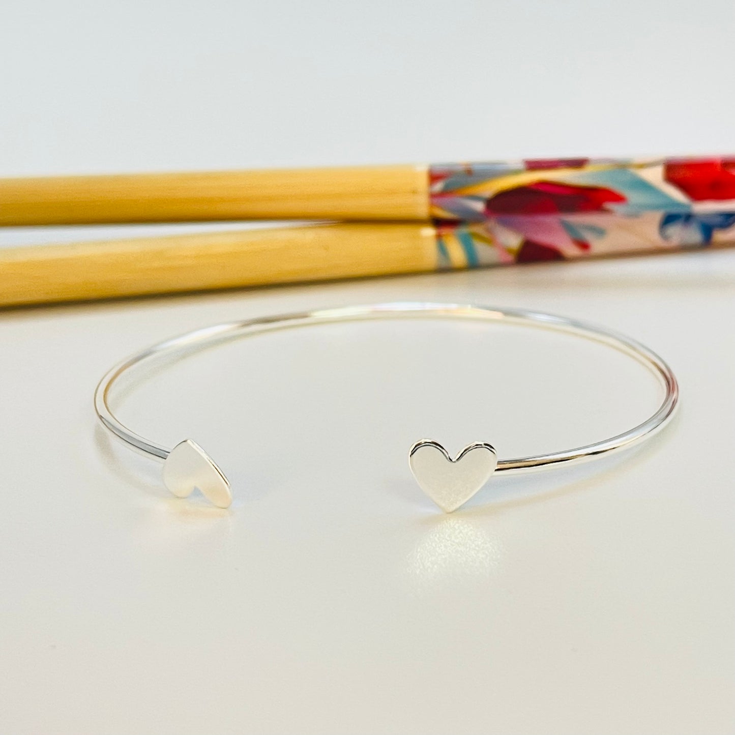 EP22 Esclava 2 corazones en puntas Diá. 60 cm Espesor 1.5 mm Esclava Baño Plata Accesorios Varios hecho de Bronce Bañado en Plata 50 ml Joyas Bañadas en Plata