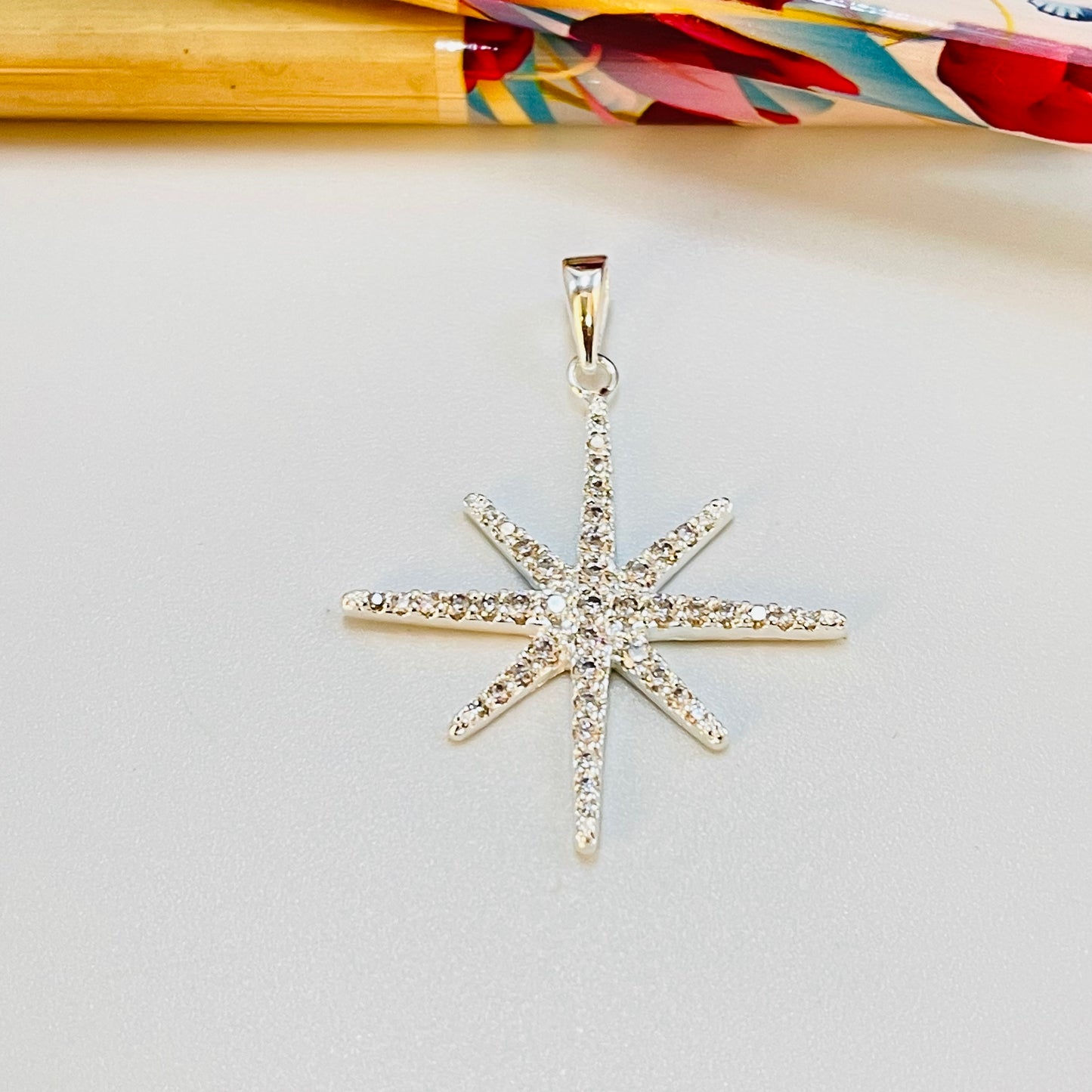 FP1068 Colgante Estrella Guía XL 27 x 27 mm mas valier Espesor 2 mm Figura Baño Plata Figuras Bañadas hecho de Bronce Bañado en Plata 50 ml Joyas Bañadas en Plata