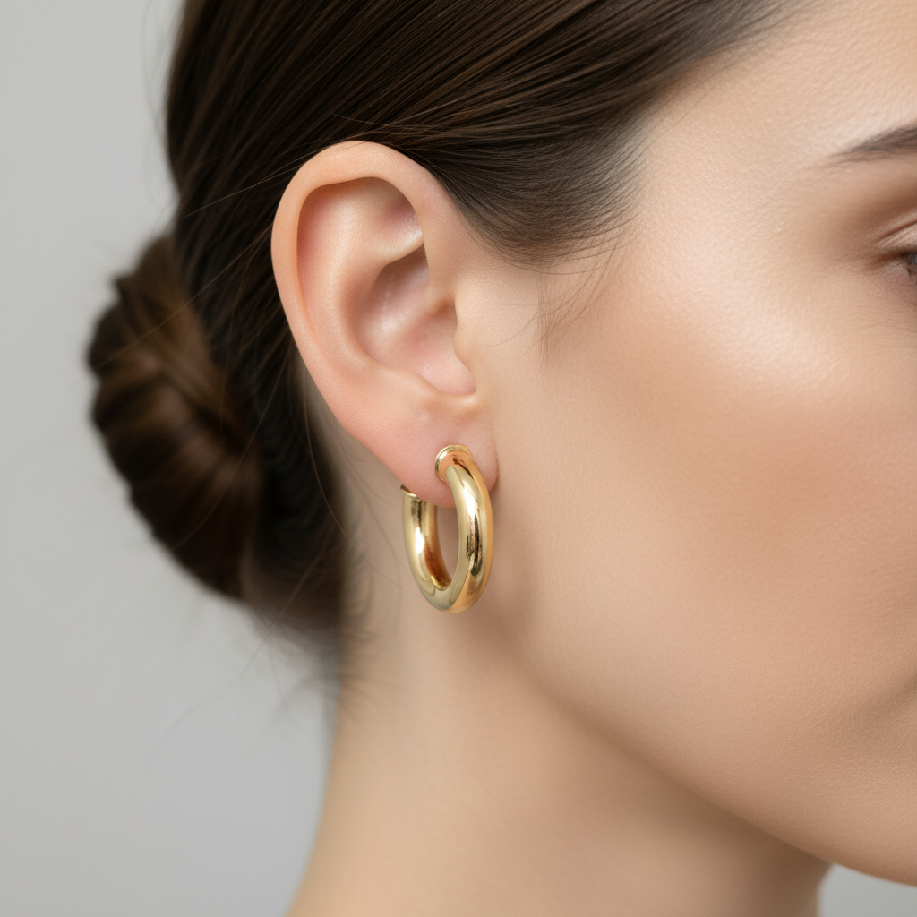 XO62 Aro Argolla Tubo Lisa 20x5.5 mm Aro Baño Oro