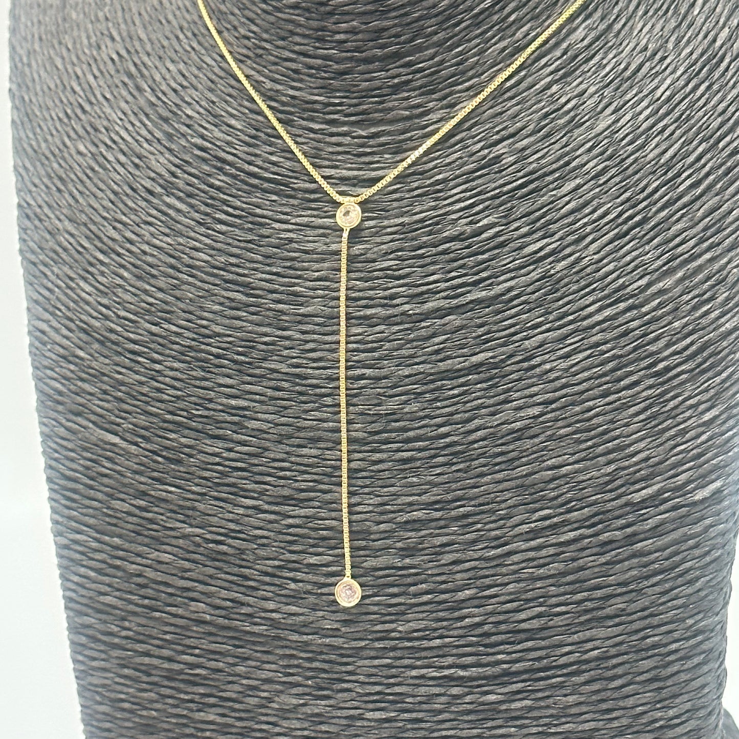 CO144 Collar Cascada Cadena veneciana 2 circones de 4 mm 40 cm mas extensor de 10 cm Cascada de 7 cm Collar Terminado Baño Oro