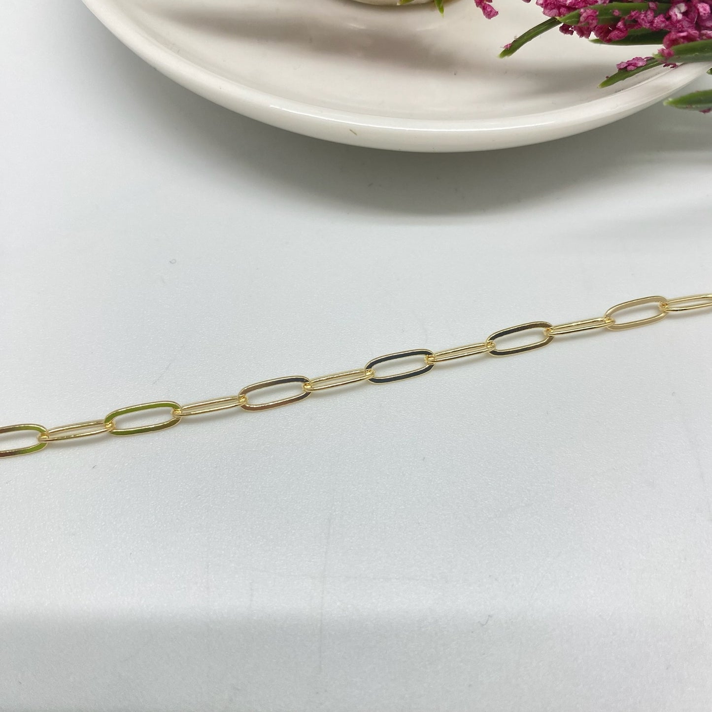 CO161 Cadena Tipo Candado Largo Eslabón 8 x 4 mm Espesor 0.8 mm Cadena por Metro Baño Oro