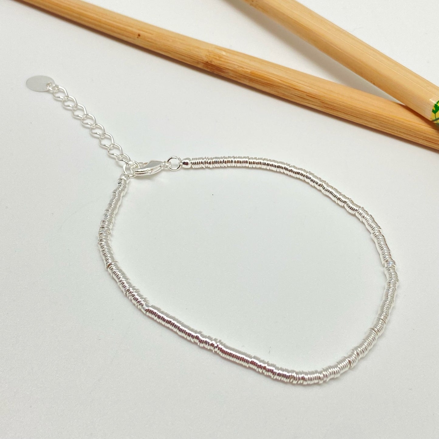 PP02 Pulsera Argollitas Largo 19 cm más extensor de 5 cm Pulsera Baño Plata Pulseras Bañadas hecho de Bronce Bañado en Plata 50 ml Joyas Bañadas en Plata
