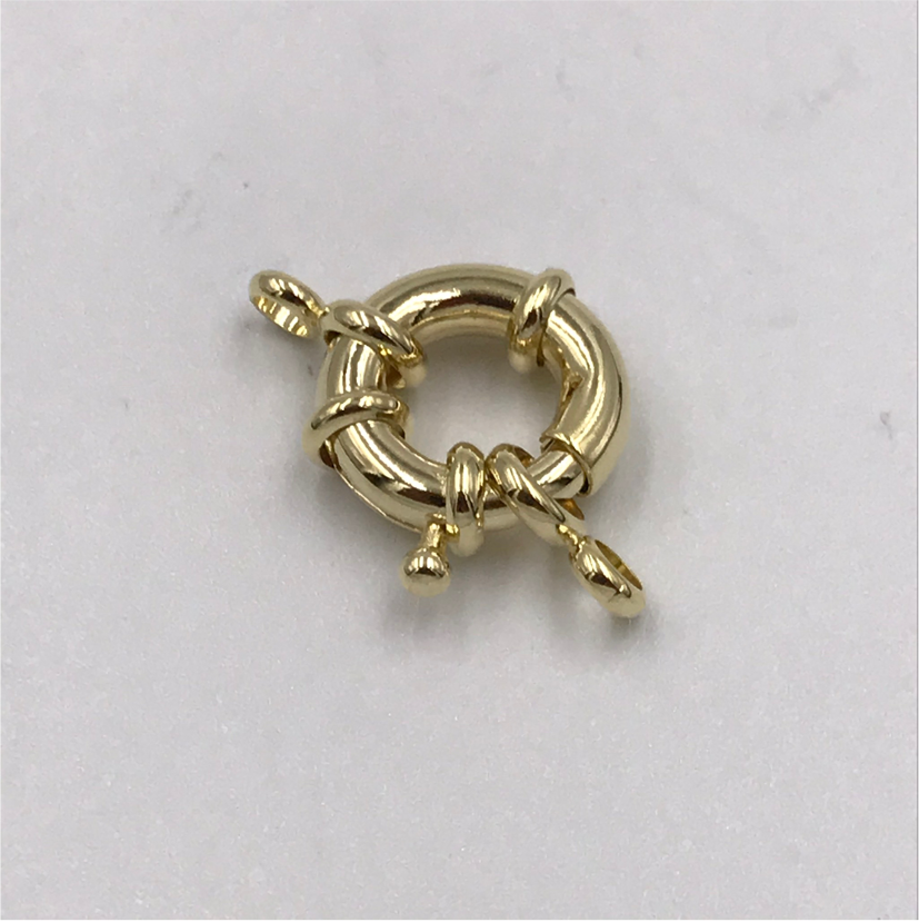 AO45 Broche Timon L 15 mm Accesorio Baño Oro Accesorios Bañados en Oro y Plata hecho de Bronce Bañado en Oro 18K Joyas Bañadas en Oro