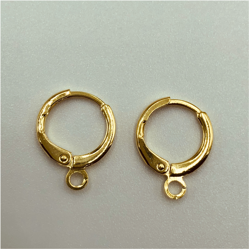 AO66 Aro Argoliita de presión con argolla 11 mm Accesorio Baño Oro Aros Bañados en Oro y Plata hecho de Bronce Bañado en Oro 18K