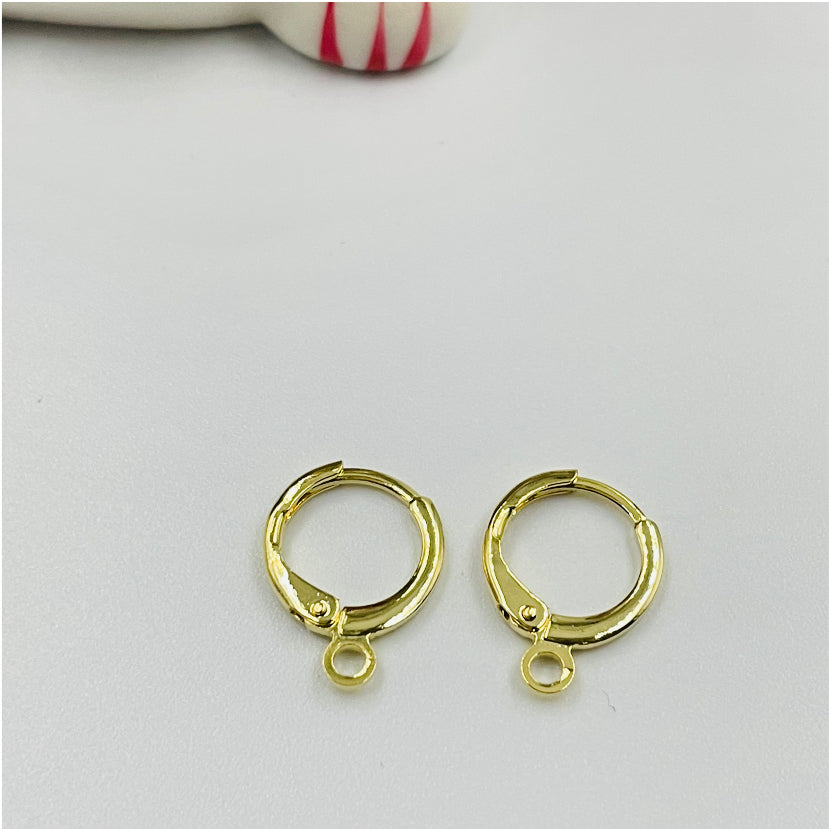 AO66 Aro Argoliita de presión con argolla 11 mm Accesorio Baño Oro Aros Bañados en Oro y Plata hecho de Bronce Bañado en Oro 18K