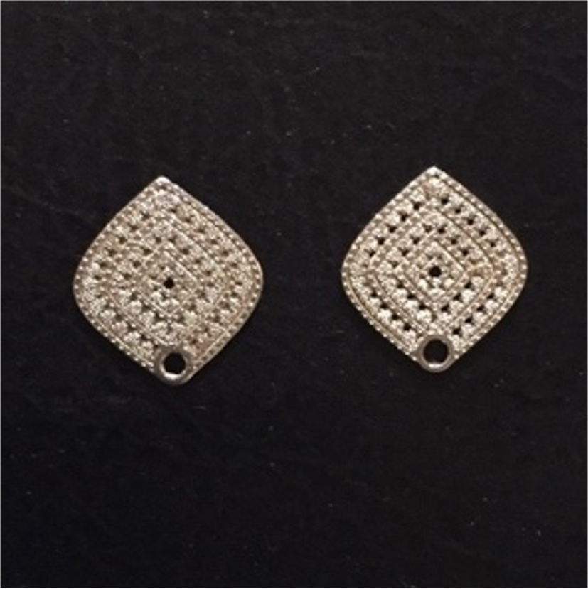 BP20 Rectangulo calado perforación inferior 16 mm Base de Aro Baño Plata Bases de Aros Bañadas en oros y Plata hecho de Bronce Bañado en Plata 50 ml