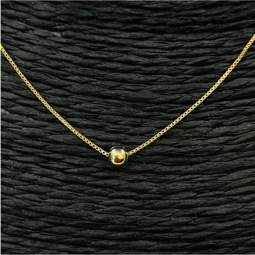 CO108 Cadena Veneciana 0,2 mm con Bolita pasada de 3 mm Largo 45 cm más extensor de 5 cm Cadena Baño Oro Cadenas Bañadas en Oro y Plata hecho de Bronce Bañado en Oro 18K Joyas Bañadas en Oro