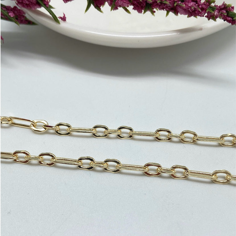 CO115 Cadena Alternada Cartier 7x4 mm Candado 5x4 mm Largo 34 CM + Extensor de 5 cm Cadena Baño Oro Cadenas Bañadas en Oro y Plata hecho de Bronce Bañado en Oro 18K Joyas Bañadas en Oro