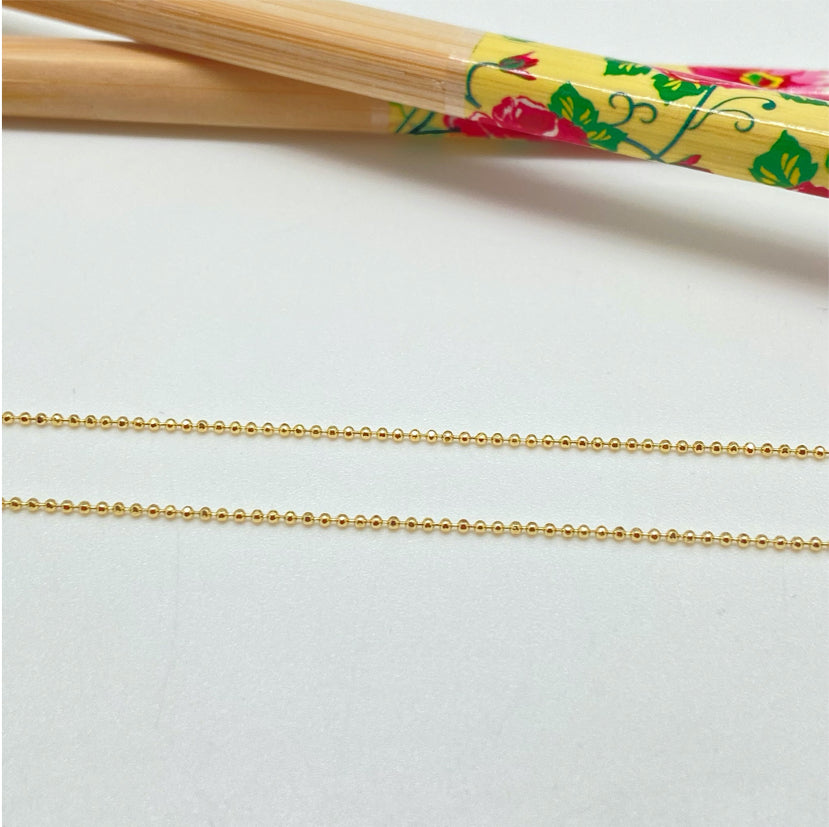 CO132 Cadena Militar Bolita Diamantada diá.1 mm Largo 40 cm Cadena Terminada Baño Oro Cadenas Bañadas hecho de Bronce Bañado en Oro 18K Joyas Bañadas en Oro