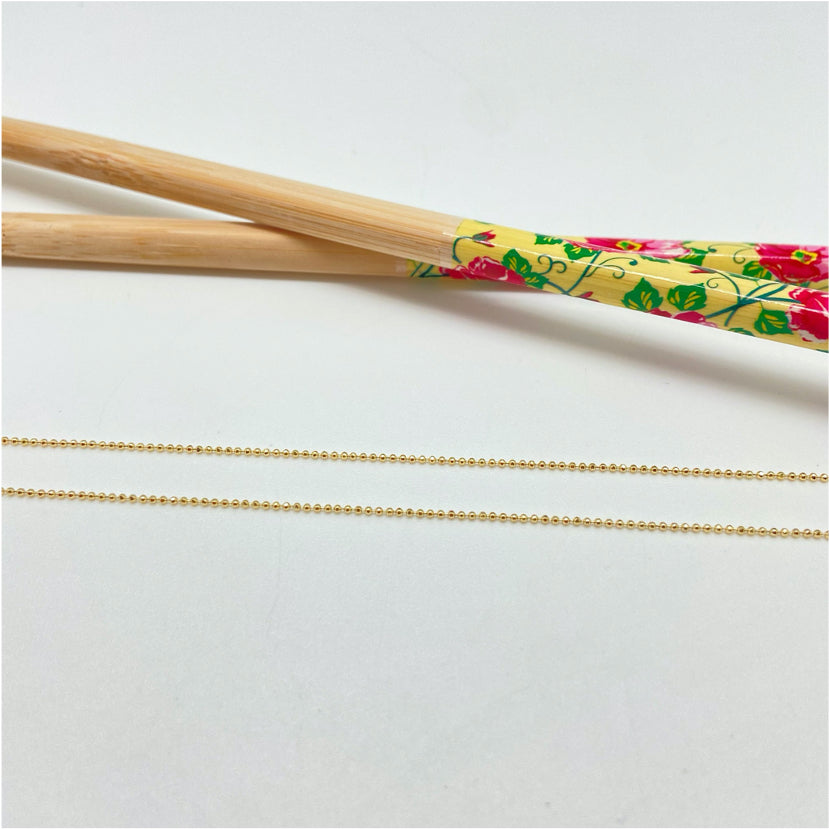 CO132 Cadena Militar Bolita Diamantada diá.1 mm Largo 40 cm Cadena Terminada Baño Oro Cadenas Bañadas hecho de Bronce Bañado en Oro 18K Joyas Bañadas en Oro