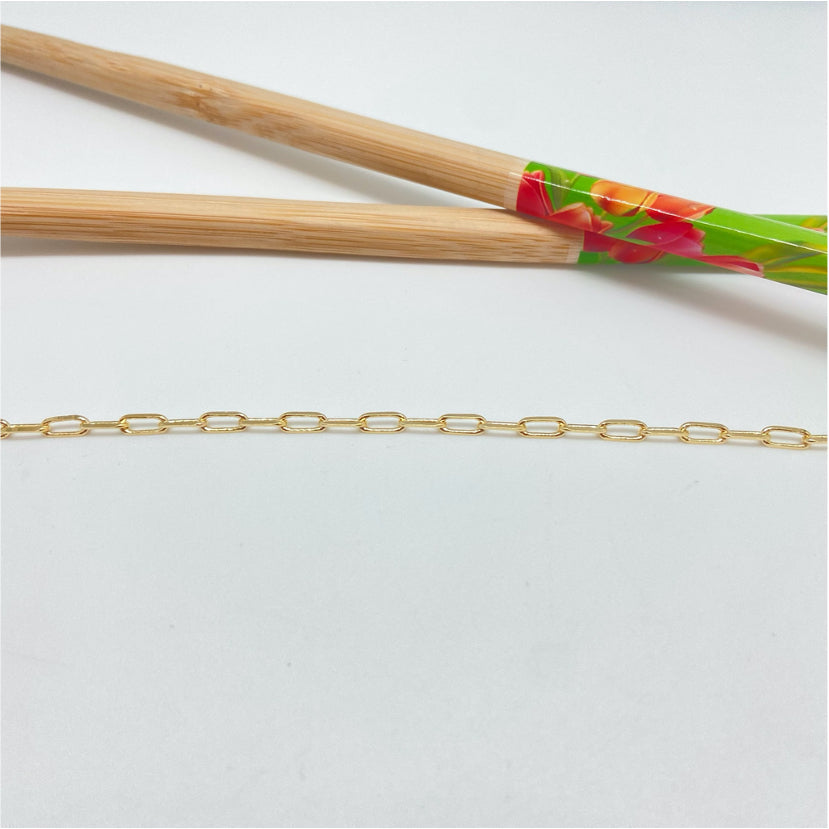 CO135 Cadena de Eslabones 45 cm Eslabones 5x2.5 mm Cadena Terminada Baño Oro Cadenas Bañadas hecho de Bronce Bañado en Oro 18K Joyas Bañadas en Oro