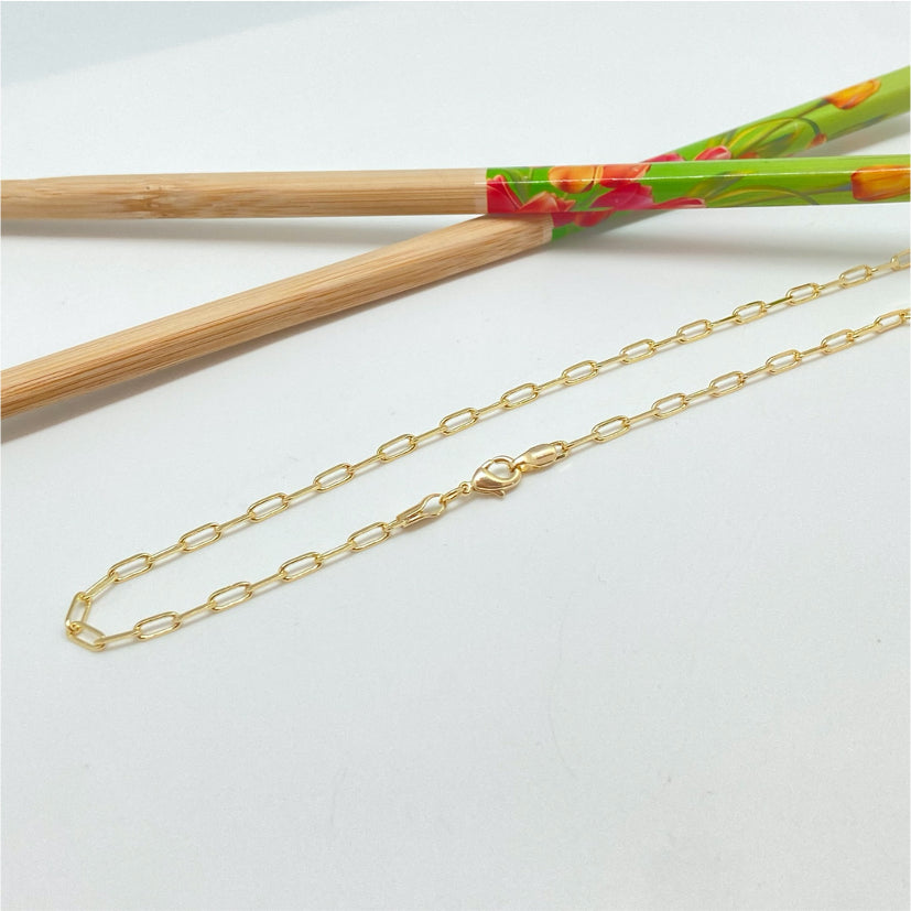 CO135 Cadena de Eslabones 45 cm Eslabones 5x2.5 mm Cadena Terminada Baño Oro Cadenas Bañadas hecho de Bronce Bañado en Oro 18K Joyas Bañadas en Oro