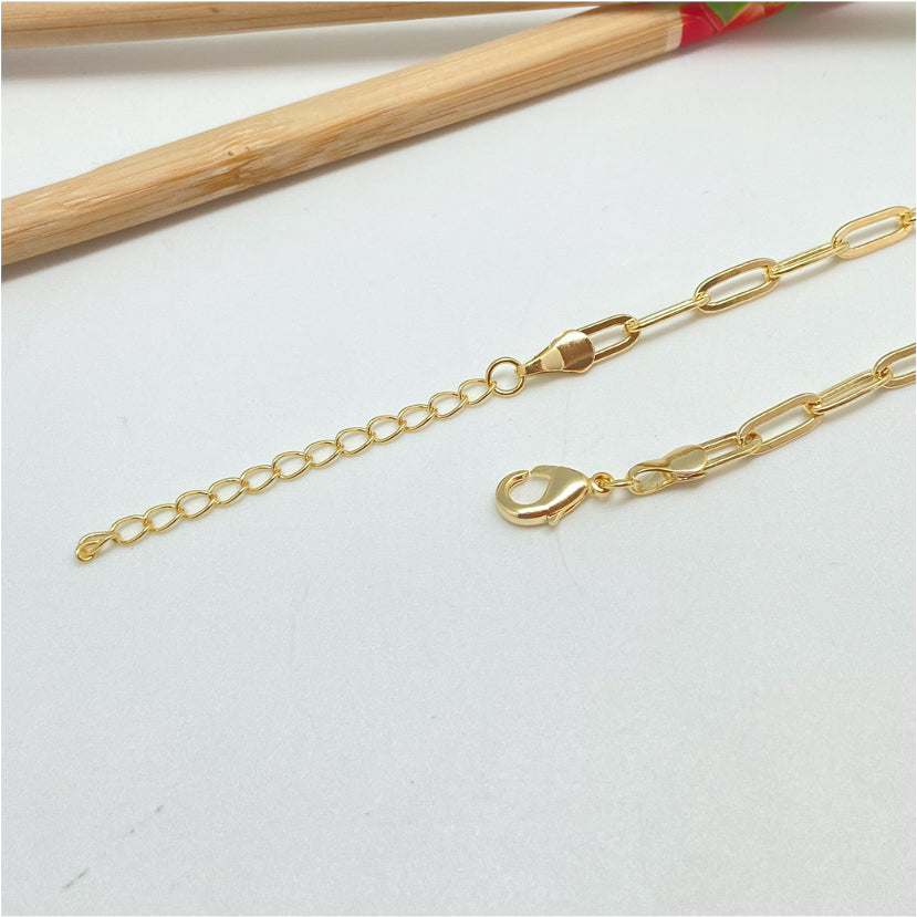 CO136 Cadena Cartier 40 cm más extensor de 5 cm Eslabón 9x4 mm Cadena Terminada Baño Oro Cadenas Bañadas hecho de Bronce Bañado en Oro 18K Joyas Bañadas en Oro