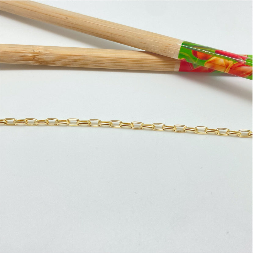 CO137 Cadena de Eslabones 34 cm más extensor de 5 cm Eslabones 4x2.5 mm Cadena Terminada Baño Oro Cadenas Bañadas hecho de Bronce Bañado en Oro 18K Joyas Bañadas en Oro