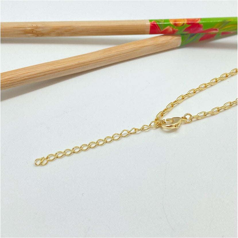 CO137 Cadena de Eslabones 34 cm más extensor de 5 cm Eslabones 4x2.5 mm Cadena Terminada Baño Oro Cadenas Bañadas hecho de Bronce Bañado en Oro 18K Joyas Bañadas en Oro