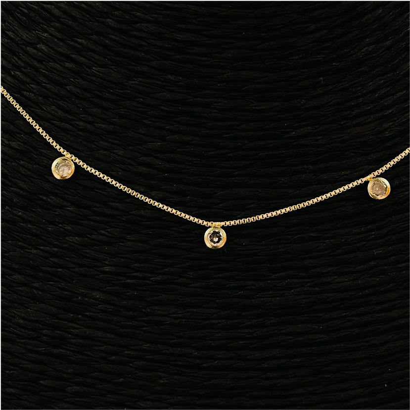 CO54 Collar 5 Circones Cadena Veneciana Cadena Baño Oro Cadenas Bañadas en Oro y Plata hecho de Bronce Bañado en Oro 18K