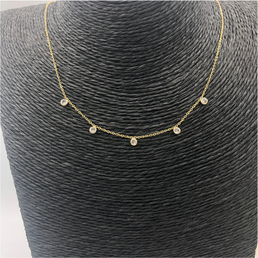CO57 Collar 5 Circones Cadena Cartier Cadena Baño Oro Cadenas Bañadas en Oro y Plata hecho de Bronce Bañado en Oro 18K