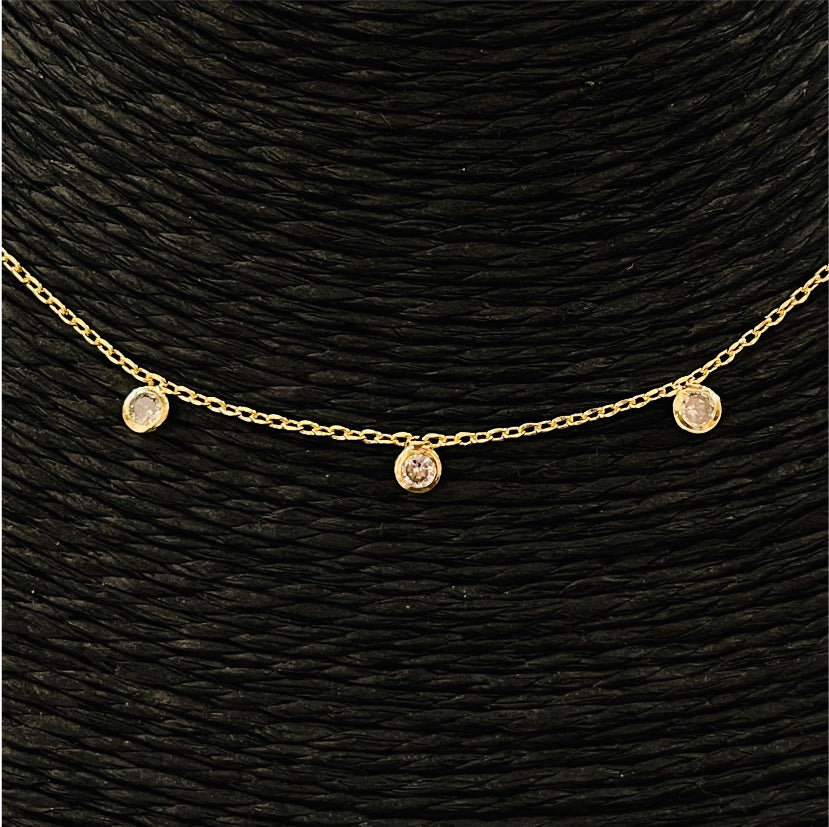 CO57 Collar 5 Circones Cadena Cartier Cadena Baño Oro Cadenas Bañadas en Oro y Plata hecho de Bronce Bañado en Oro 18K