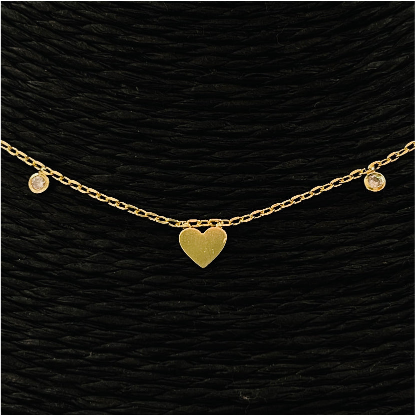 CO83 Collar 3 Corazones 4 Circones Cadena Cartier Cadena Baño Oro Cadenas Bañadas en Oro y Plata hecho de Bronce Bañado en Oro 18K