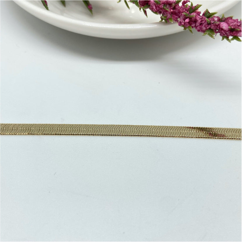 CO91 Cadena Cinta Gruesa 4 mm más extensor de 5 cm Cadena Baño Oro Cadenas Bañadas hecho de Bronce Bañado en Oro 18K Joyas Bañadas en Oro