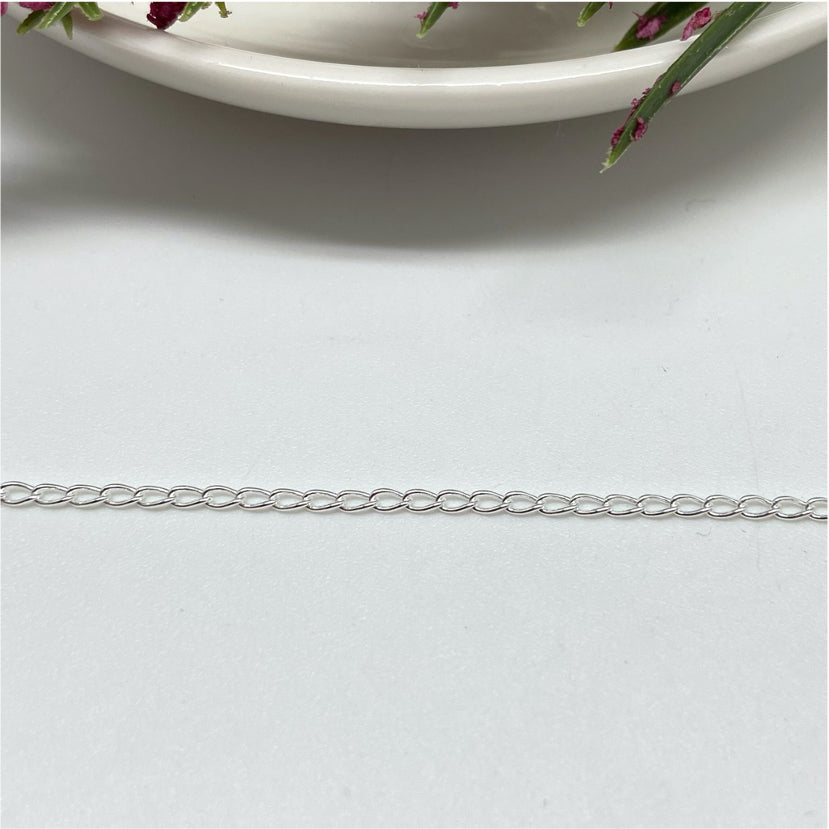 CP04 Grumet Eslabón 2x1.2 mm 0.4 mm Cadena Baño Plata Cadenas Bañadas hecho de Bronce Bañado en Plata 50 ml Joyas Bañadas en Plata
