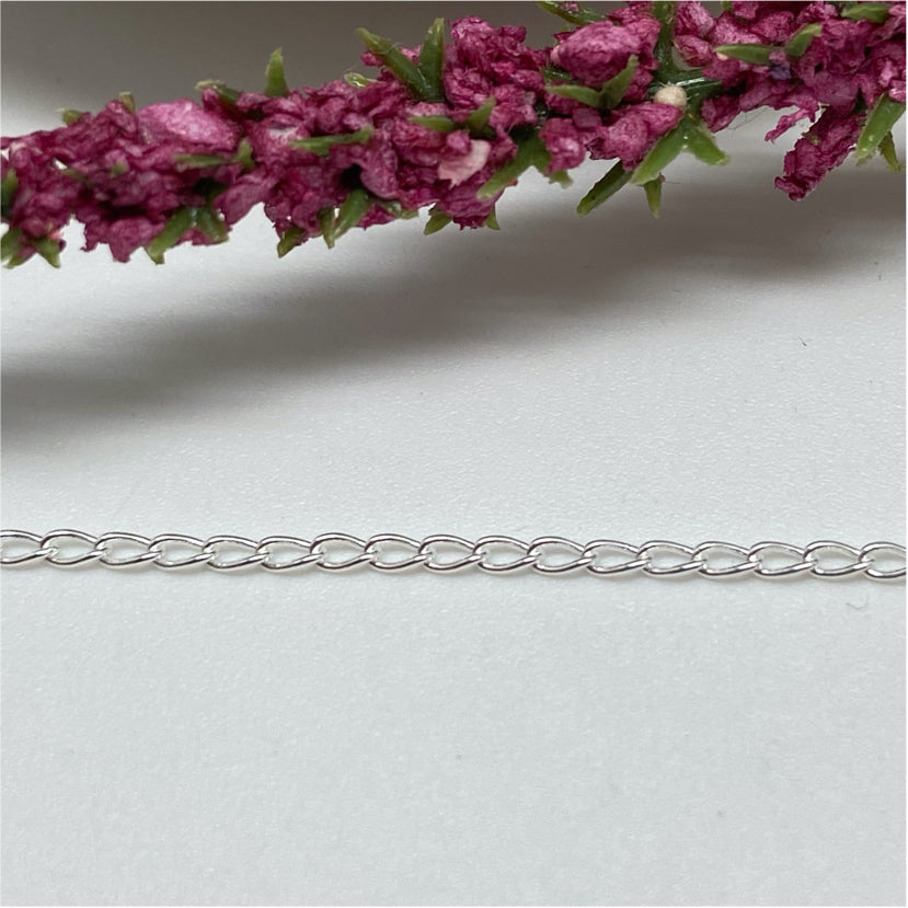 CP04 Grumet Eslabón 2x1.2 mm 0.4 mm Cadena Baño Plata Cadenas Bañadas hecho de Bronce Bañado en Plata 50 ml Joyas Bañadas en Plata