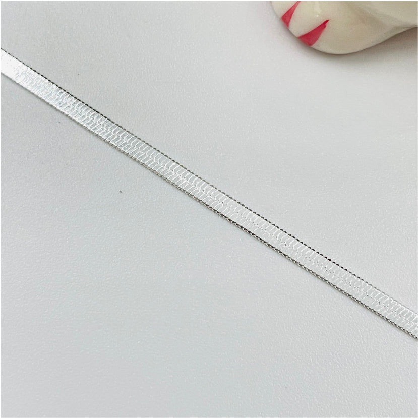 CP102 Cadena Cinta Fina 2 mm 38 cm Cadena Baño Plata Cadenas Bañadas en Oro y Plata hecho de Bronce Bañado en Plata 50 ml Joyas Bañadas en Plata