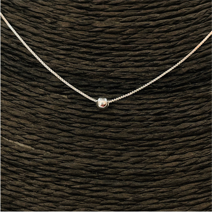 CP109 Cadena Veneciana 0,2 mm con Bolita pasada de 3 mm Largo 40 cm más extensor de 5 cm Cadena Baño Plata Cadenas Bañadas en Oro y Plata hecho de Bronce Bañado en Plata 50 ml Joyas Bañadas en Plata