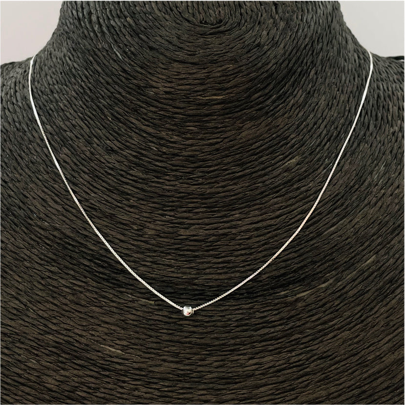 CP109 Cadena Veneciana 0,2 mm con Bolita pasada de 3 mm Largo 40 cm más extensor de 5 cm Cadena Baño Plata Cadenas Bañadas en Oro y Plata hecho de Bronce Bañado en Plata 50 ml Joyas Bañadas en Plata