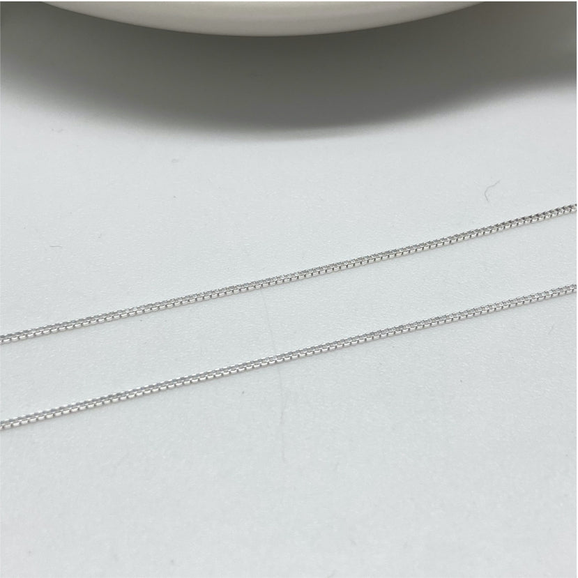 CP120 Cadena Veneciana 0.8 mm 40 cm Cadena Baño Plata Cadenas Bañadas en Oro y Plata hecho de Bronce Bañado en Plata 50 ml Joyas Bañadas en Plata