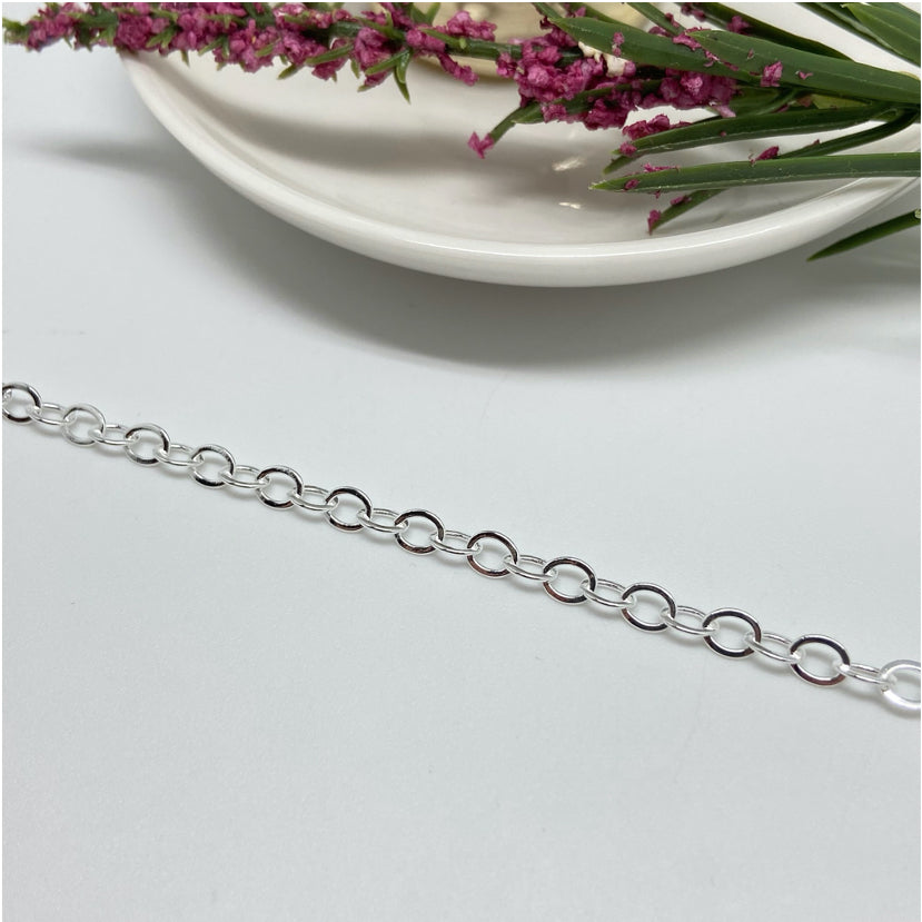 CP123 Cadena Candado Facetado Eslabón 5x5 mm Cadena Baño Plata Cadenas Bañadas en Oro y Plata hecho de Bronce Bañado en Plata 50 ml Joyas Bañadas en Plata