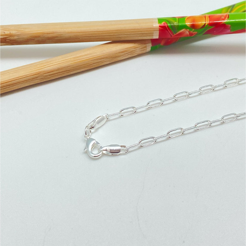 CP135 Cadena de Eslabones 45 cm Eslabones 5x2.5 mm Cadena Terminada Baño Plata Cadenas Bañadas hecho de Bronce Bañado en Plata 50 ml Joyas Bañadas en Plata